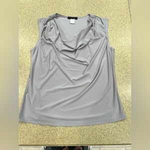 Chic Silver Grey Drape Neck Blouse